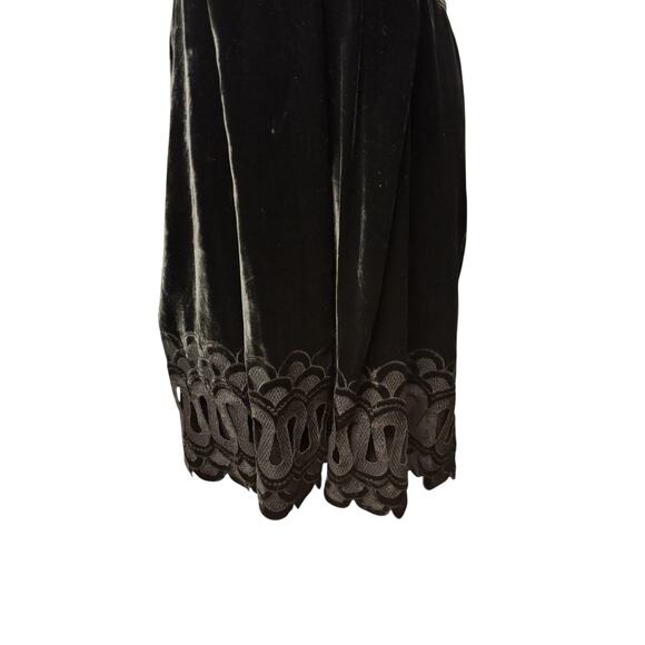 Maple Black Velvet Strapless Mini Dress S Embroidered Festive Fairy Whimsygoth - Picture 2 of 6